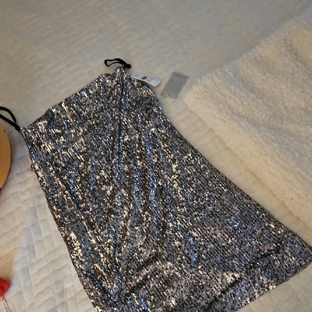 Bebe Silver Sequin Mini Cocktail Dress